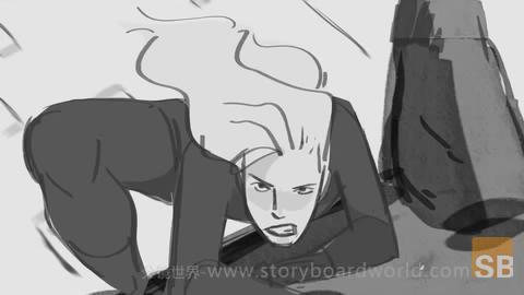 《复仇者联盟》的故事板，一段黑寡妇战斗片段